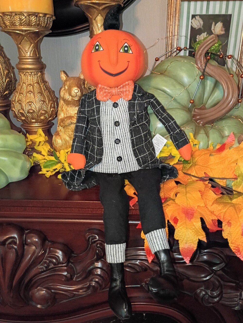 fall decor pumpkin Halloween man doll vintage retro - Picture 16 of 16